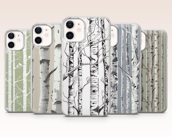 Funda para teléfono con diseño de abedul y bosque para iPhone 17, 16, 15, 14, 13, 12, Samsung S26, S25, S24, A17, A56, Pixel 10 Pro XL, 9A, 8Pro, 7