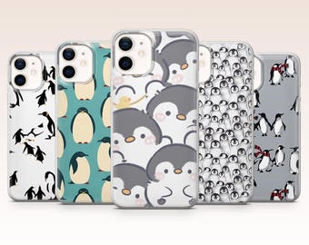 Penguin Phone Case Kawaii Cute Animal Cover for iPhone 17, 16, 15, 14, 13, 12, Samsung S26, S25, S24, A17, A56, Pixel 10 Pro XL, 9A, 8Pro, 7