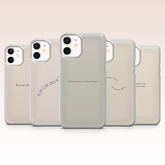 Minimal Phone Case Quote Motivational Neutral Cover for iPhone 17, 16, 15, 14, 13, 12, 11, Samsung S25, S24, A16, A56, Pixel 10 Pro XL, 9, 8