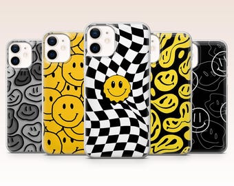 Smiley Phone Case Smiley Face Retro Groovy Cover for iPhone 17, 16, 15, 14, 13, 12, Samsung S26, S25, S24, A17, A56, Pixel 10 Pro, 9A, 8, 7A