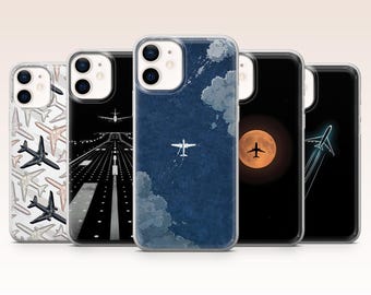 Coque pour téléphone aviation Sky Airplane Flight Cover pour iPhone 17, 16, 15, 14, 13, 12, Samsung S26, S25, S24, A17, A56, Pixel 10 Pro XL, 9A, 8, 7A