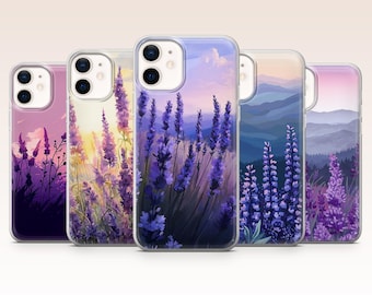 Lavendel Mobilskal Lila Blommig Blomning för iPhone 17, 16, 15, 14, 13, 12, Samsung S26, S25, S24, A17, A56, Pixel 10 Pro XL, 9A, 8, 7A