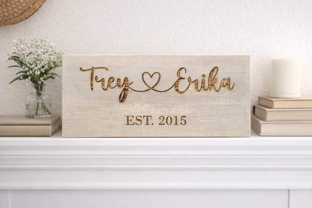 Personalized Family Name Wood Sign | Rustic Laser Engraved, Established ...