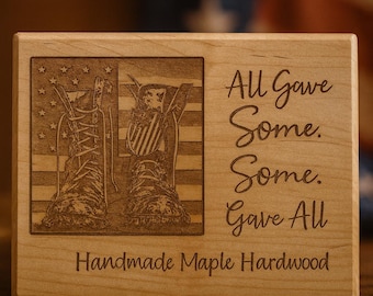 Ahorn Militär Tribute Plakette: Handgemachtes veteran Geschenk