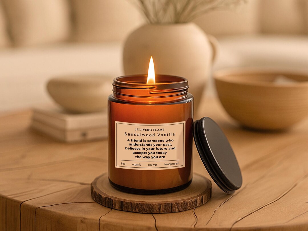 Friendship Candle: Handmade Soy Wax, Natural Scent, 8 Oz Amber Jar - Etsy