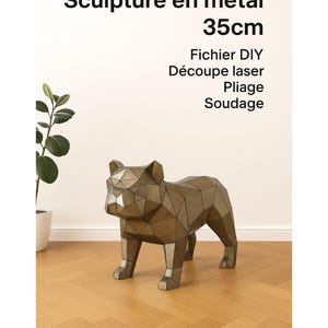 Rzeźba psa w pliku DXF, 35 cm | Cięta laserowo, gięta i spawana | Metalowa statuetka DIY