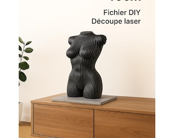 DXF file of a 40cm female torso sculpture | Laser-cut steel & DIY assembly | Digital plan