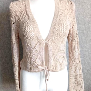 Pull&bear Beige Boho Knit Cardigan Size M