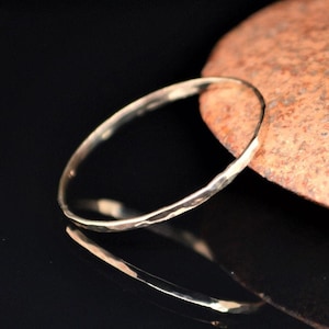 Hammered 10k Yellow Gold Stacking Ring: Minimalist Band