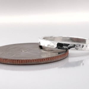 Solid 950 platinum hammered finish band, 2mm ring, Free inside ring engraving. image 4