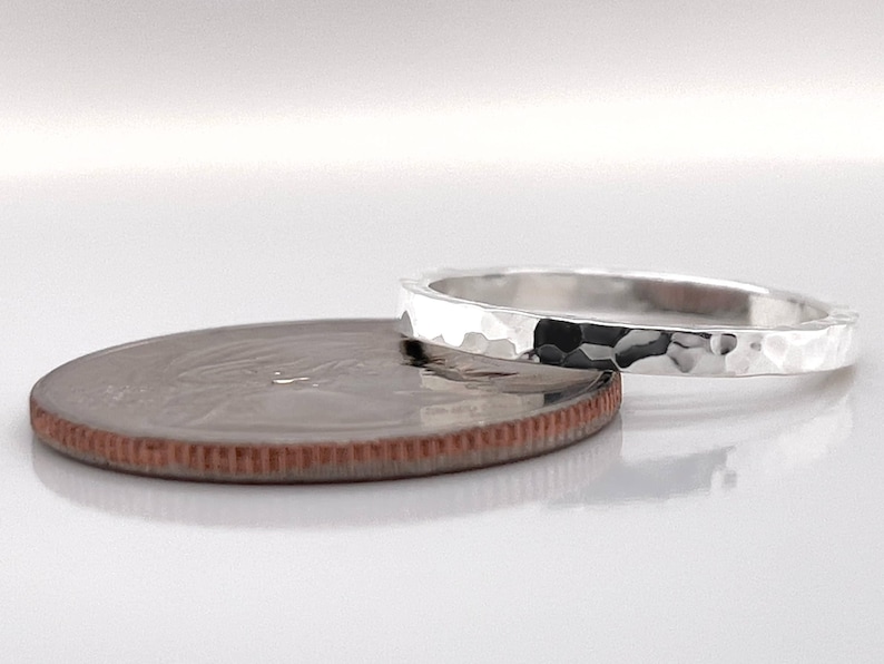 Solid 950 platinum hammered finish band, 2mm ring, Free inside ring engraving. image 4