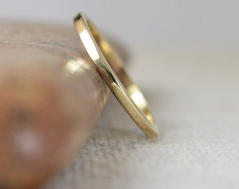 1.5mm Solid Gold Square Band Ring: 10k, 14k, 18k, 22k - Minimalist Wedding Band