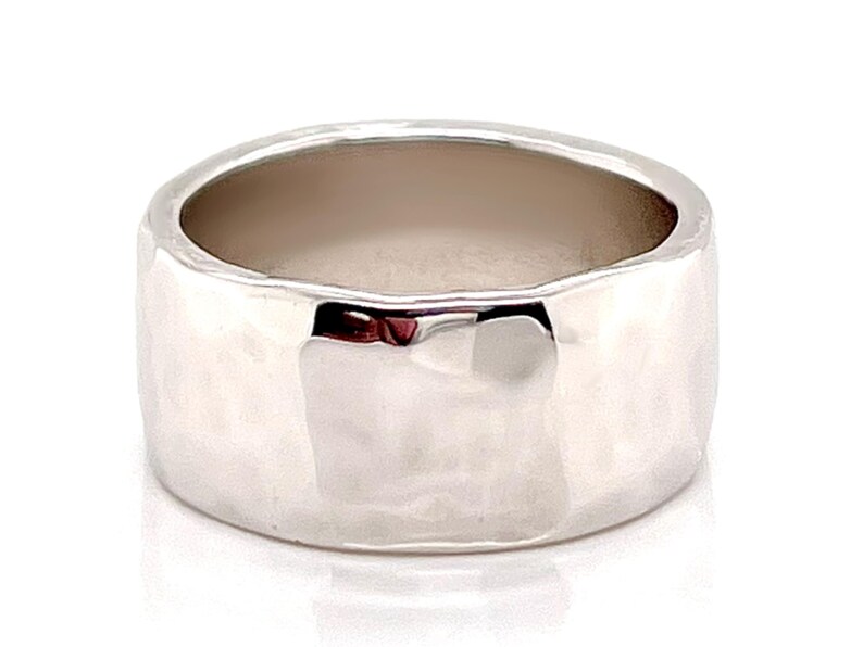 Heavy 8mm Platinum Ruthenium Hammered Wedding Band, Solid 950 Platinum, Free Engraving image 5