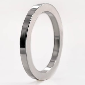 Heavy 950 Platinum Ruthenium 2mm Square Wedding Band, Free Engraving image 1