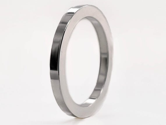 Heavy 950 Platinum Ruthenium 2mm Square Wedding Band, Free Engraving