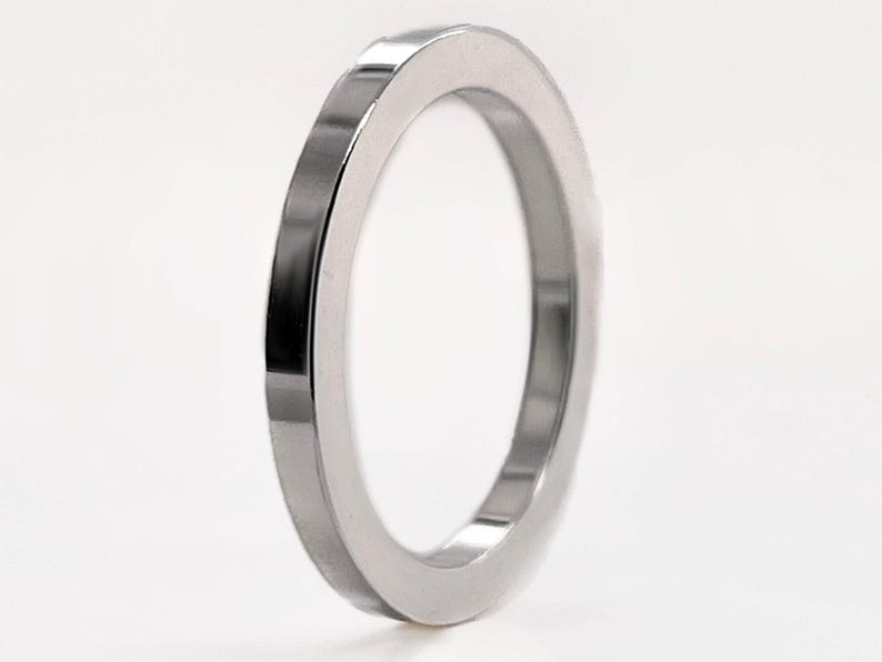 Heavy 950 Platinum Ruthenium 2mm Square Wedding Band, Free Engraving image 1