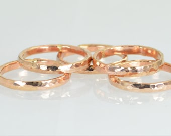 Hammered 14k Rose Gold Filled Stacking Ring - Super Thick Band