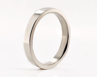 3mm Solid White Gold Ring, Minimalist Wedding Band