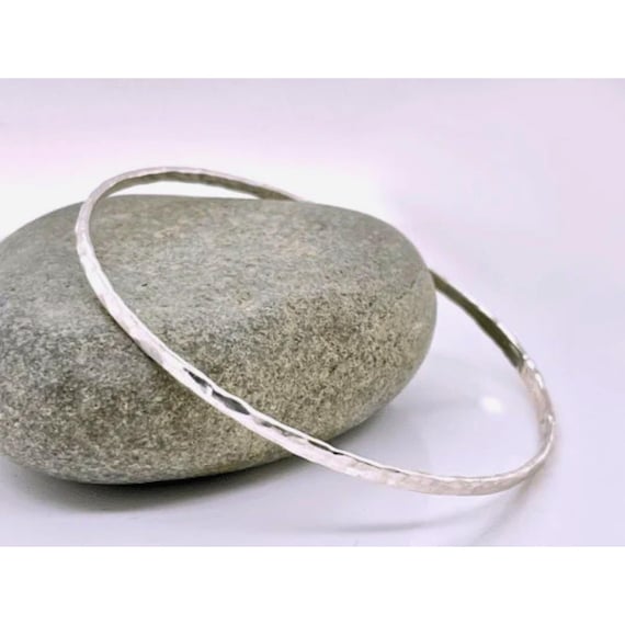 Hammered Platinum Stacking Bangle: Solid 950 Platinum Ruthenium