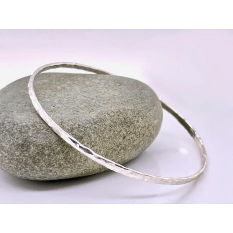 Bracciale impilabile in platino martellato: platino massiccio 950 rutenio immagine 1