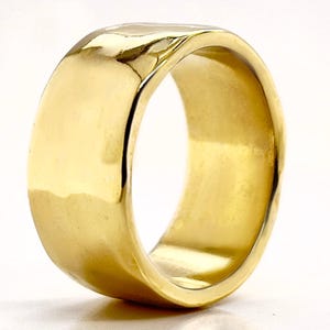 9mm Solid Gold Hammered Wedding Band: Rustic Heavy Gold Ring