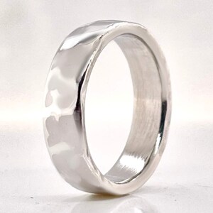 Heavy 950 4mm Platinum Ruthenium Hammered Wedding Band, Rustic Ring, Free Engraving image 2