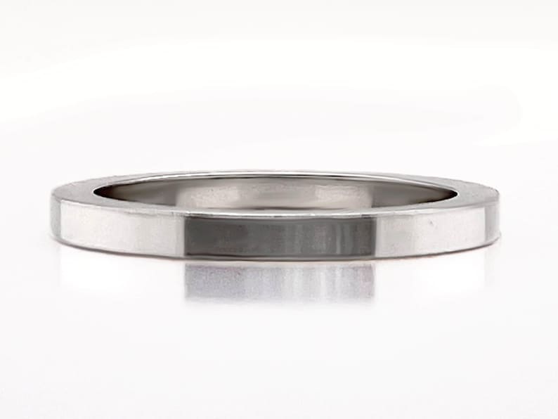 Heavy 950 Platinum Ruthenium 2mm Square Wedding Band, Free Engraving image 2