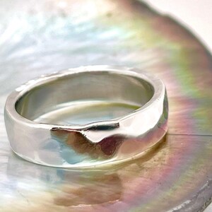 Heavy 950 4mm Platinum Ruthenium Hammered Wedding Band, Rustic Ring, Free Engraving image 4