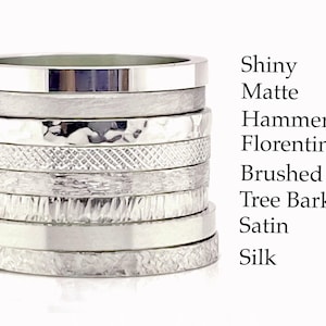 Solid 950 platinum hammered finish band, 2mm ring, Free inside ring engraving. image 2