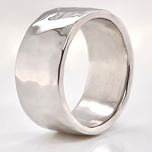 Hammered Platinum 7mm Wedding Band, 950 Rustic Ring, Free Engraving image 1