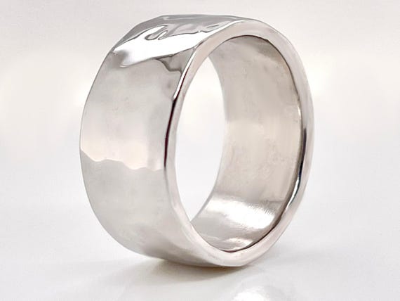 Hammered Platinum 7mm Wedding Band, 950 Rustic Ring, Free Engraving