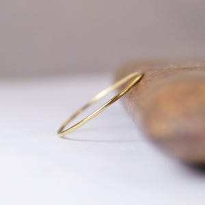 Super Thin ROUND 18k Solid Yellow Gold Stacking Ring image 1