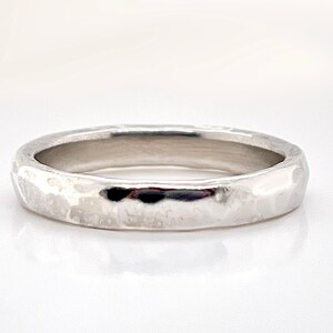 Heavy 3mm Platinum Hammered Wedding Band, Rustic 950 Platinum Ruthenium, Free Engraving image 2