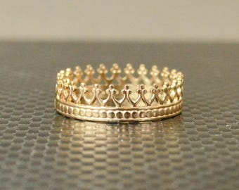 14k massief gouden kroonring: prinsessentiaraband