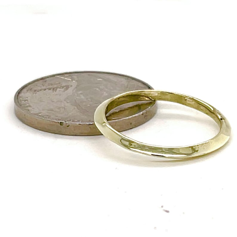 Green Gold Knife Edge Ring, Solid Gold Wedding Band, Handmade image 4