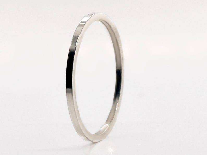 1 mm Solid Weiß Gold Quadrat Ring - Stapeln Spacer Band Bild 1