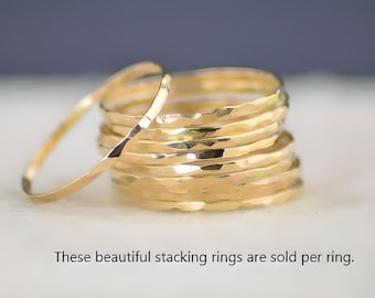 Super Thin 14k Gold Filled Hammered Stacking Ring