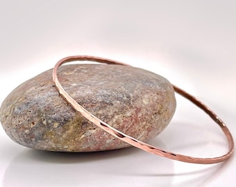 Hammered Copper Stacking Bangle, Rustic Style