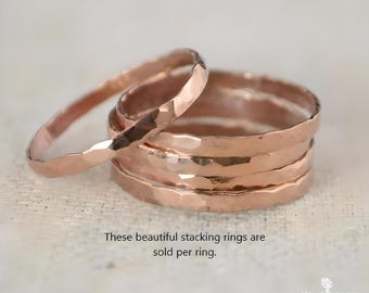 Hammered Copper Stacking Ring: Thick Band, Rustic Jewelry