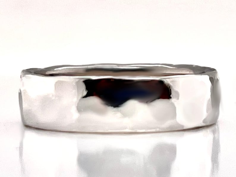 Heavy 950 4mm Platinum Ruthenium Hammered Wedding Band, Rustic Ring, Free Engraving image 3