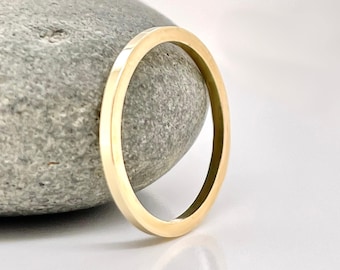 Solid Gold Square Ring, Thin Stacking Band (1.25mm)
