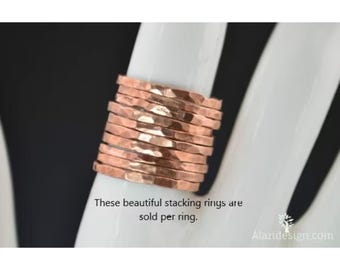 Hammered Pure Copper Stacking Ring, Rustic Band