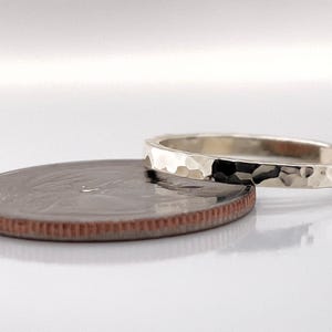 2mm Hammered White Gold Wedding Band, Solid 10k 14k 18k Gold Ring image 5