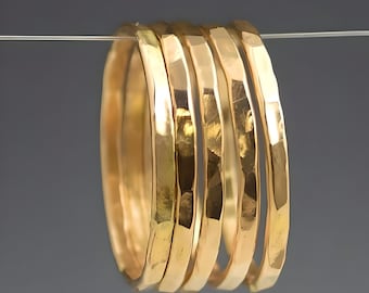 14k Gold Filled Stacking Ring, Hammered Gold Band