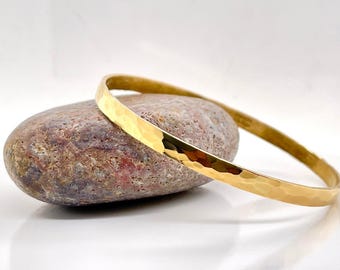 Hammered 22k Gold Bangle, Rustic Stacking Bracelet, Handmade