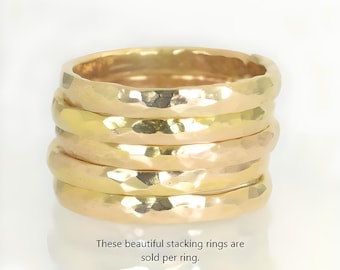 Hammered 14k Gold Filled Stacking Ring - Super Thick Gold Band