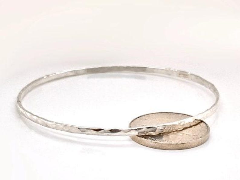 Bracciale impilabile in platino martellato: platino massiccio 950 rutenio immagine 3