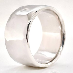 Heavy 8mm Platinum Ruthenium Hammered Wedding Band, Solid 950 Platinum, Free Engraving image 1