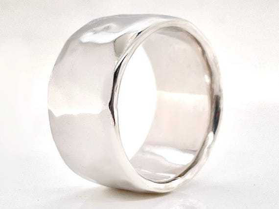 Heavy 8mm Platinum Ruthenium Hammered Wedding Band, Solid 950 Platinum, Free Engraving