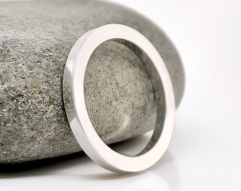 Square Sterling Silver Band, Minimalist Wedding Ring, 2mm